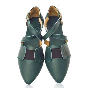 ELF Green Leather Flats Size 9.5